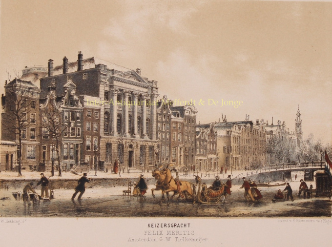 Ice skating on Keizersgracht  by P. Blommers