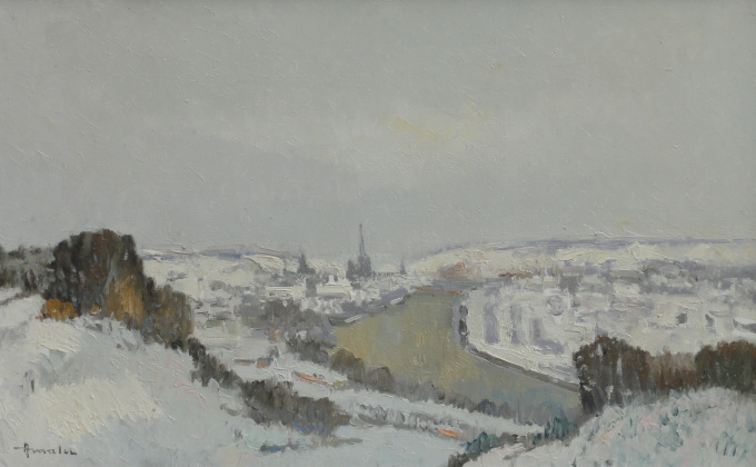 Rouen sous la neige vu des hauteurs de Croisset by Albert Malet