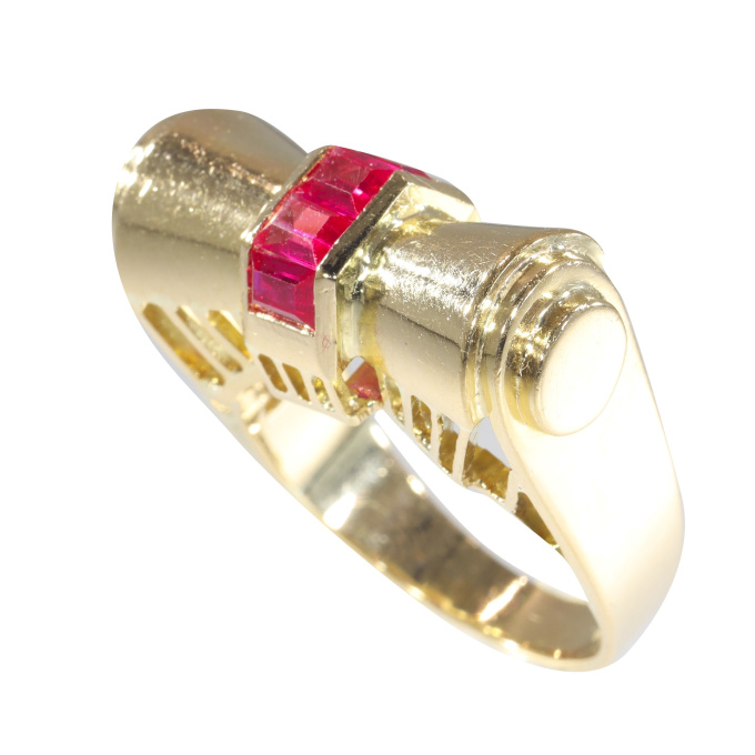 Vintage Fifties Retro ruby ring by Onbekende Kunstenaar