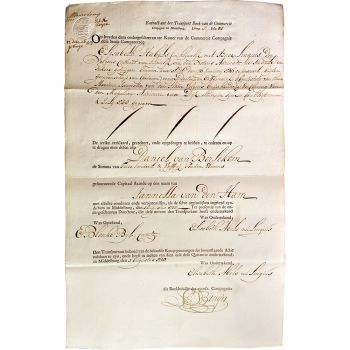 Share of 250 Flemish pounds August 1 1758 Middelburgsche Commercie Compagnie by Artista Desconhecido