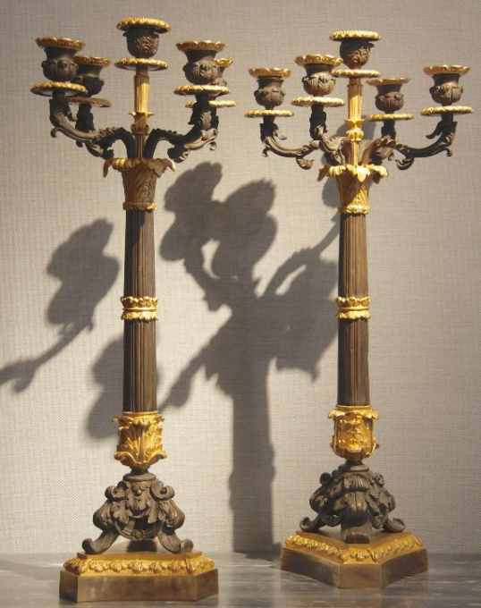 Pair of five-light candelabras, France by Unknown artist