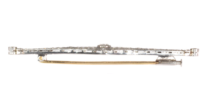 Vintage platinum Art Deco diamond bar brooch with 71 diamonds by Unknown artist