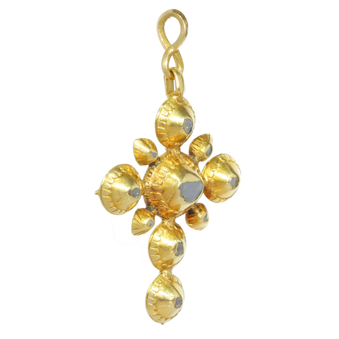 Antique 18th Century gold diamond cross pendant by Onbekende Kunstenaar
