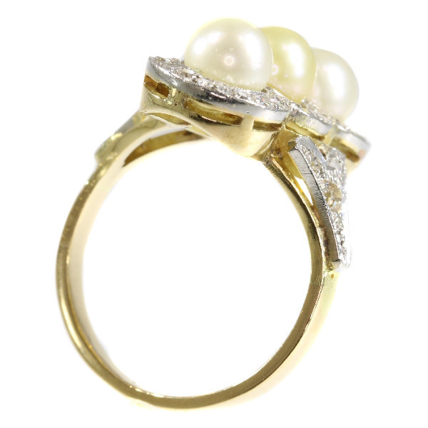 Vintage diamond and pearl ring from the Fifties by Onbekende Kunstenaar