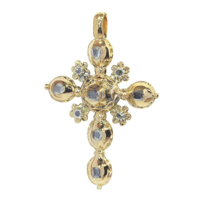 Antique Rococo diamond cross by Artista Sconosciuto