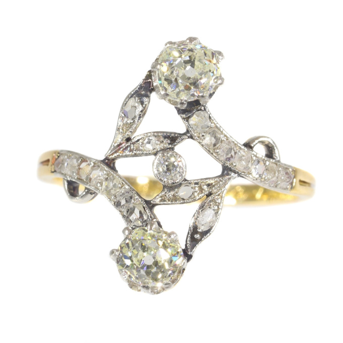 Vintage Belle Epoque diamond toi et moi engagement ring by Artiste Inconnu