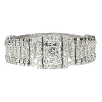 Vintage Art Deco platinum diamond wrist band bracelet with over 20 crts total diamond weight by Artista Desconhecido