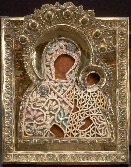 Antique Russian icon: Mother of God of Suzdal by Artista Desconhecido