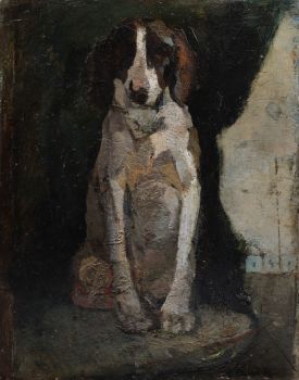 Sitting dog – Zittende hond by Herman Kruyder