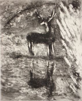 The deer sees himself in the water by Marc Chagall