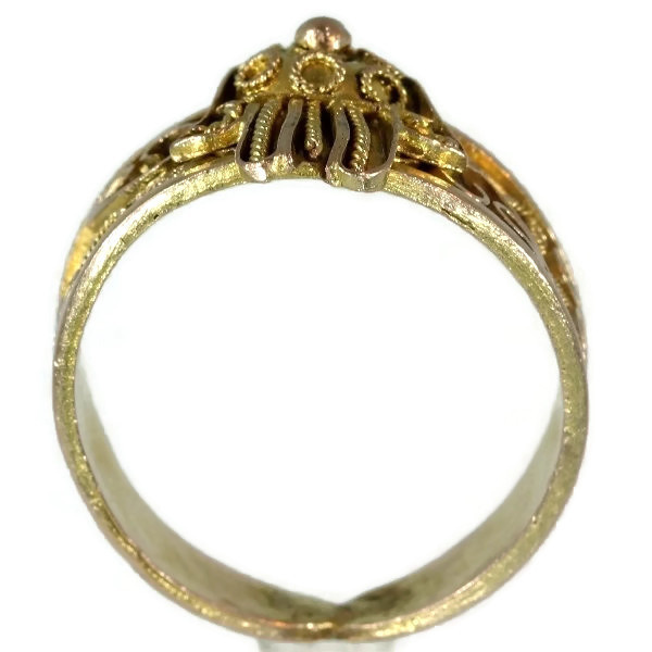 Antique ring from empire era gold filigree hand of fatima by Artiste Inconnu