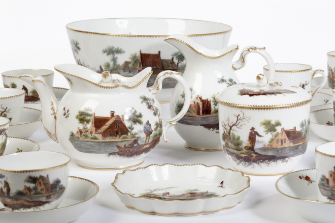Amstel coffee and tea service with river landscape by Artista Desconhecido