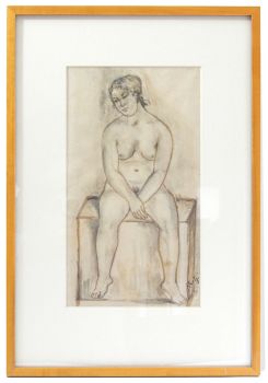 Sitting nude by Léopold Kretz (1907-1990)