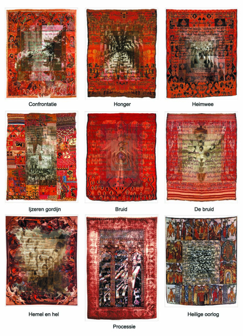 Transparent and colourful roomdividers/carpets by Linda Verkaaik