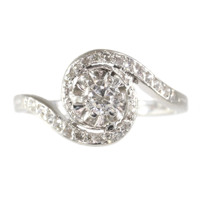 Estate platinum diamond engagement ring a so called tourbillion or twister by Artiste Inconnu