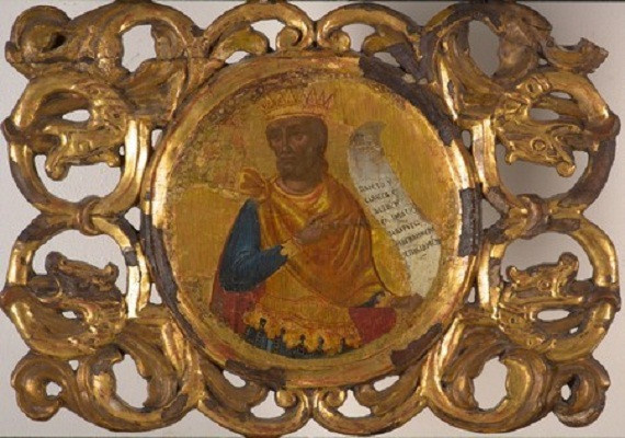A fragment of the original Greek icon: King David by Artiste Inconnu