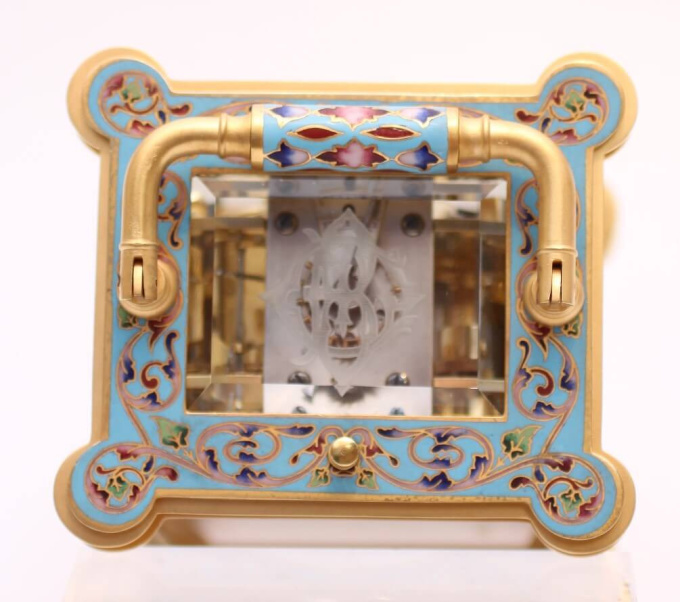 A French gilt cloisonné enamel carriage clock, circa 1870 by Unknown artist