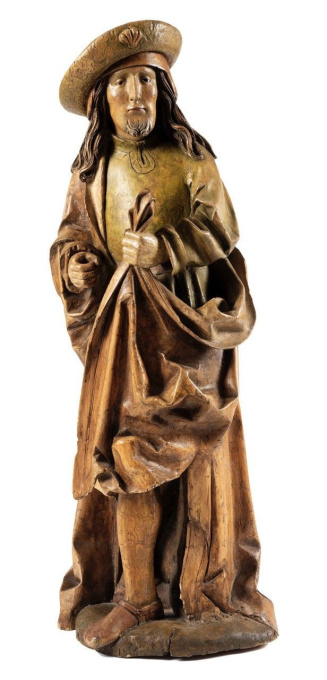 hl. Jacobus Schwaben sculpture around 1480 lime wood with polychromy by Artiste Inconnu