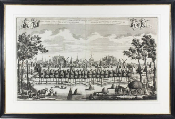18th-century view of Leiden by Leonardus Schenk