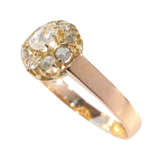 Vintage rose gold antique rozet diamond ring with rose cut diamonds by Unbekannter Künstler