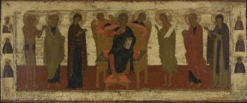 Russian icon depicting an extended Deesis by Unknown Artist