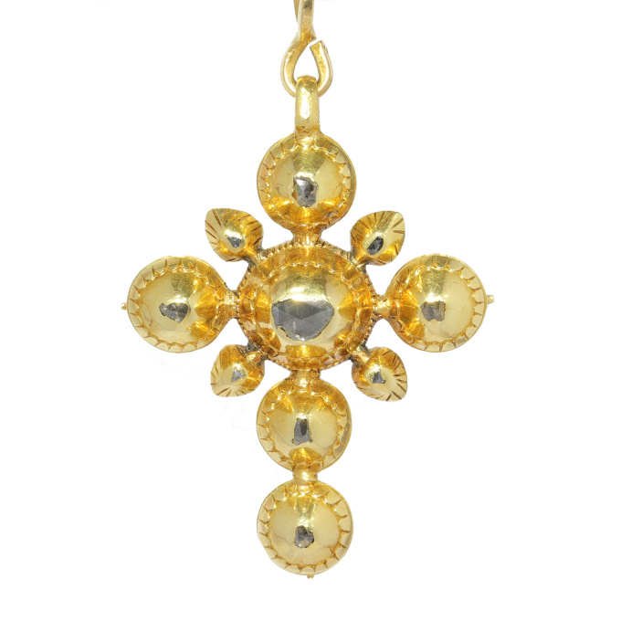 Antique 18th Century gold diamond cross pendant by Onbekende Kunstenaar