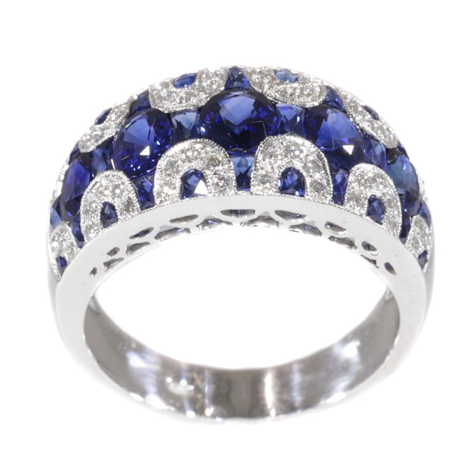 High quality Vintage ring with diamonds and sapphire - great model! by Onbekende Kunstenaar