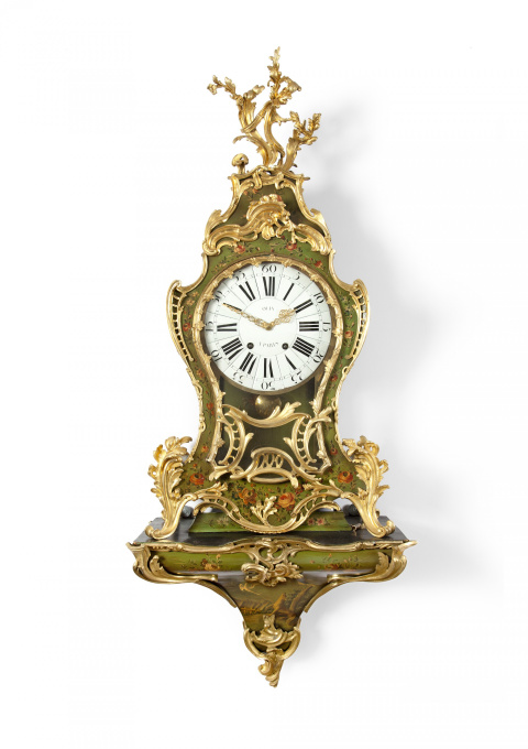 A Louis Quinze Console Clock 'Grand Cartel' by Jean-Charles Olin