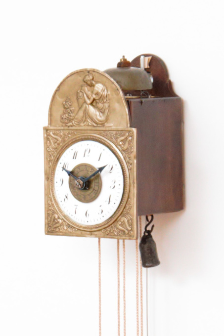 A rare German Black Forest miniature Sorg wall clock with alarm, circa 1840 by Unknown Artist