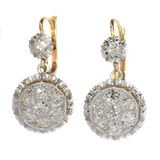 Art Deco diamond short hanging earrings by Unknown Artist