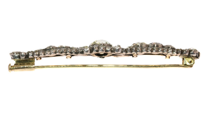 Antique rose cut diamond bar brooch by Artista Sconosciuto