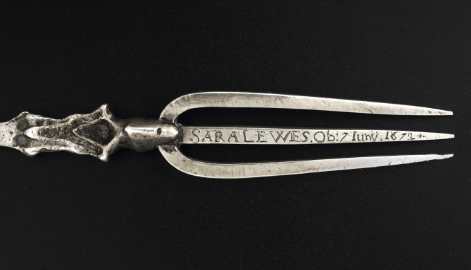 AN EXTREMELY RARE COLONIAL SILVER SPOON AND FORK (NEW YORK) by Unknown Artist