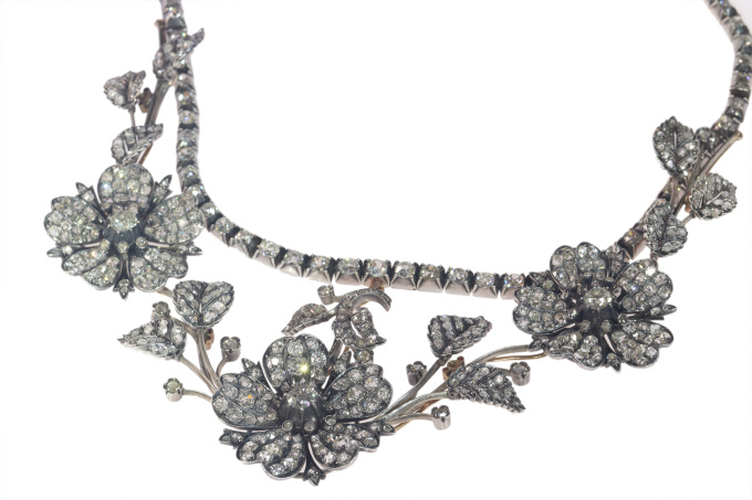 Vintage Georgian / Victorian diamond tiara and necklace set with over 500 diamonds by Artiste Inconnu