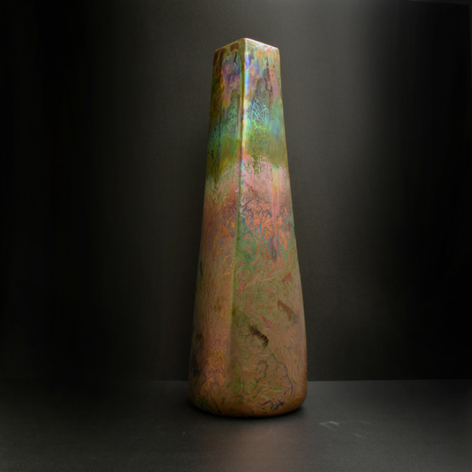 Tall lustreglaze vase by Clement Massier