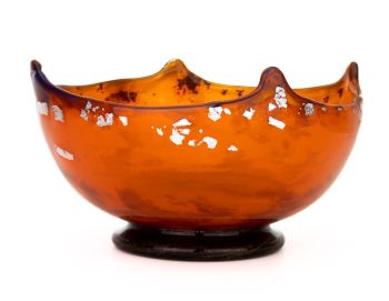 Orange bowl with silver inclusions by Muller Frères