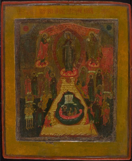Russian icon with a rare type of the Virgin by Artista Sconosciuto