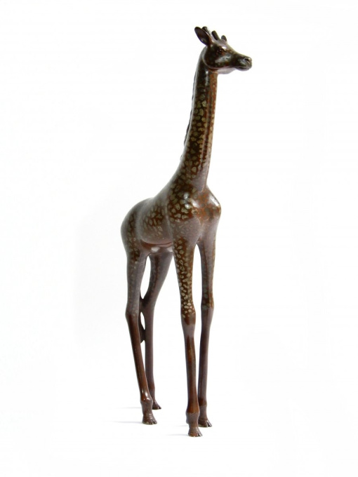 Elegant bronze giraffe by Artiste Inconnu
