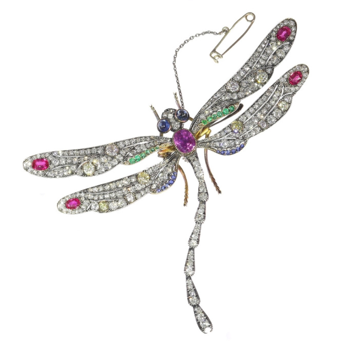 Magnificent Art Nouveau bejeweled dragonfly brooch by Artista Desconocido