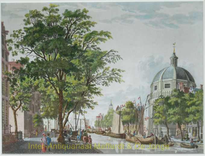 Amsterdam  gezicht op de Singel met de ronde Lutherse kerk by Cornelis Kruyff
