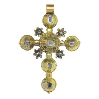 Antique Georgian gold diamond cross with table rose cut diamonds by Unknown Artist