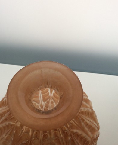 A very attractive vase Malesherbes in orange patine by René Lalique