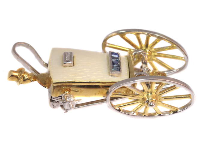 Whimsical gold brooch carriage  typical Vintage Fifties style Mellerio by Artista Desconhecido