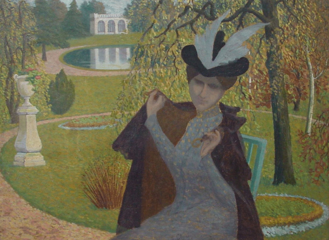Élégante à la cape (Elegant lady with a cloak) by Albert Clouard