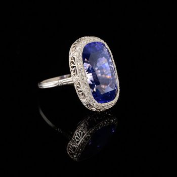 Edwardian ring with colour change sapphire by Unknown Artist