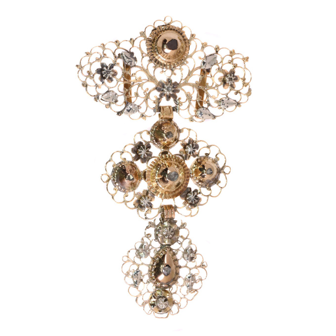 Georgian Belgian gold diamond à la Jeannette pendant by Onbekende Kunstenaar