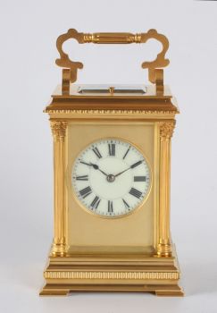 A French gilt Anglaise case carriage clock, Henri Jacot, circa 1880. by Henri Jacot