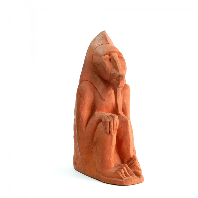 Seated monkey depicted as Pharaoh by H. Gaillard
