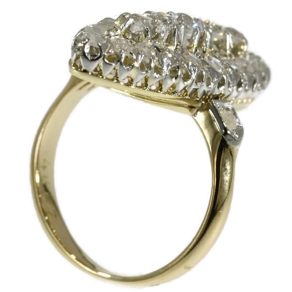Antique ring marquise shaped set with rose cut and old european cut diamonds by Onbekende Kunstenaar