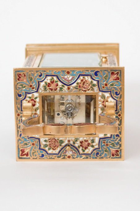 A French gilt brass cloisonne enamel carriage clock with grande sonnerie and alarm, circa 1890 by Artiste Inconnu