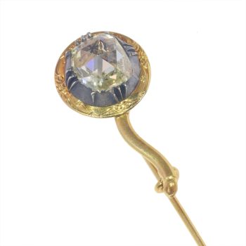 Antique 200+ years old pin with large rose cut diamond by Artista Sconosciuto
